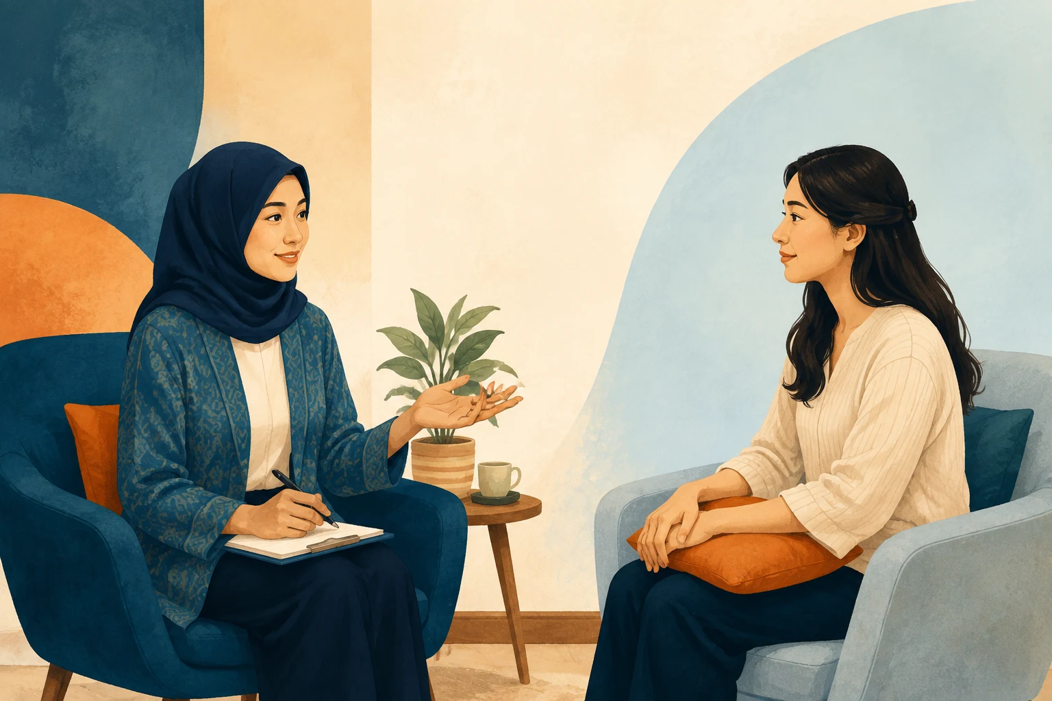 Ilustrasi percakapan dalam sesi konsultasi